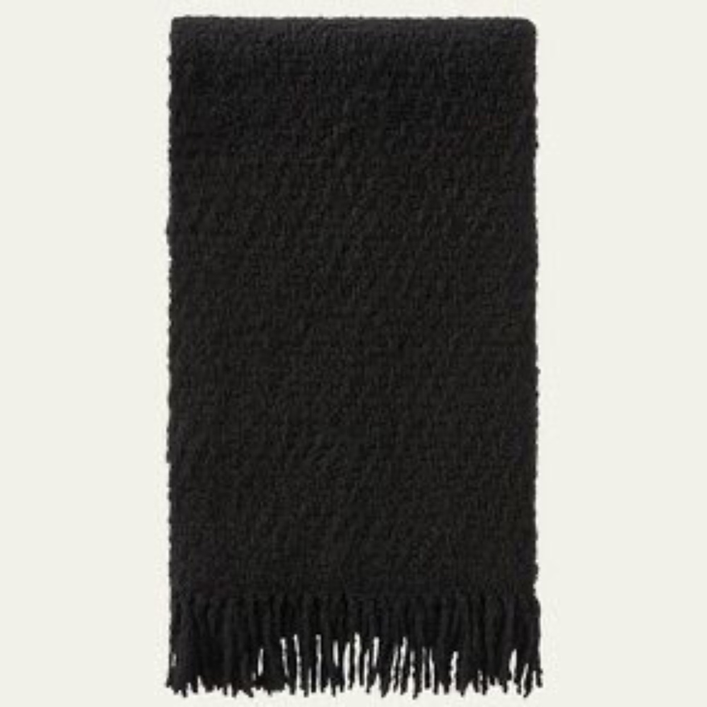 Loro Piana Black Cashmere Fringe Maidar Scarf